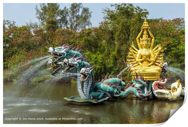 Dragon Fountains at The Ancient City Bangkok Print by Jim Monk