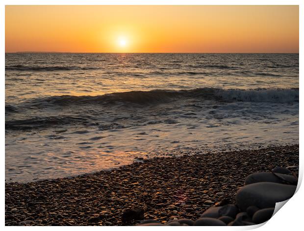 Pebble beach Sunset Waves Print by Tony Twyman
