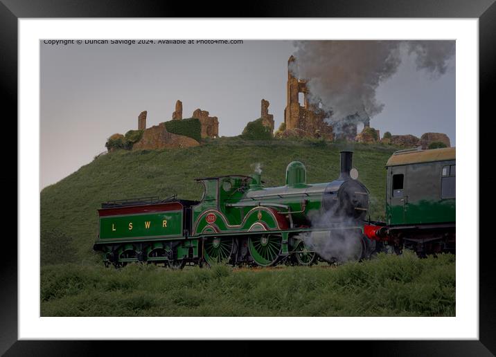 Corfe Castle Steam Train Framed Mounted Print by Duncan Savidge