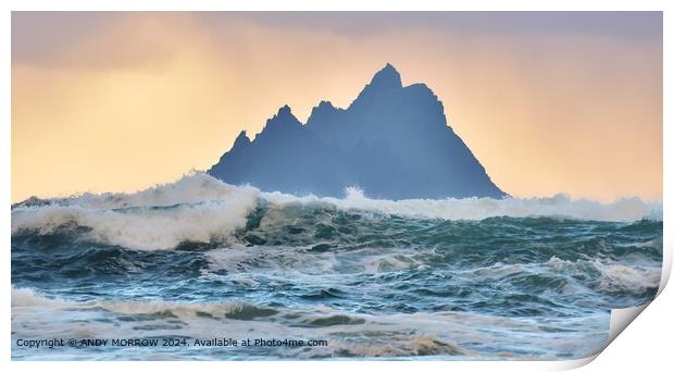Skellig Michael Seascape Ireland Print by ANDY MORROW