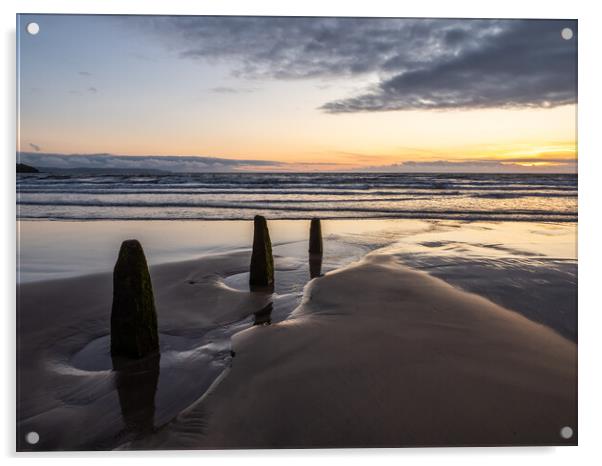 Westward Ho Beach Sunset Acrylic by Tony Twyman