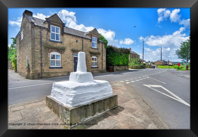 Emley Village Cross  Framed Print by Alison Chambers