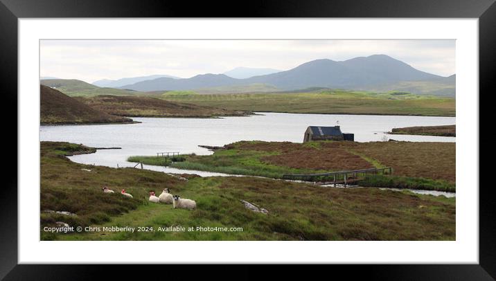 Serene Landscape, Sheep, Loch Framed Mounted Print by Chris Mobberley
