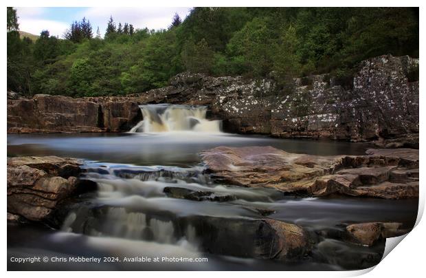 Scottish River Waterfall Landscape Print by Chris Mobberley