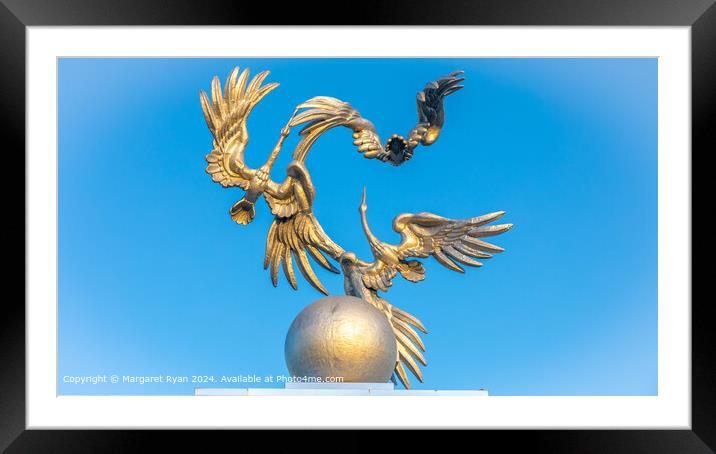 Storks in Flight: Tashkent Statue Framed Mounted Print by Margaret Ryan