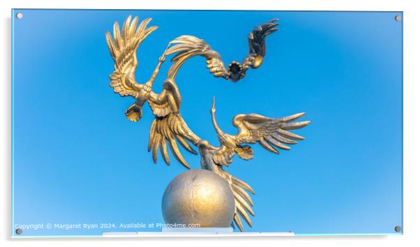 Storks in Flight: Tashkent Statue Acrylic by Margaret Ryan
