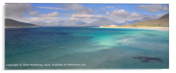 Seilebost Beach Turquoise Panorama Acrylic by Chris Mobberley