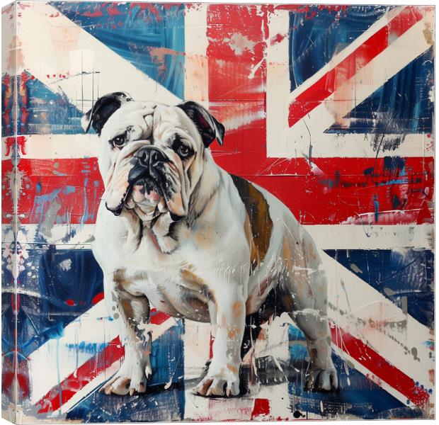 British Bulldog on a Union Jack Background Canvas Print by T2 