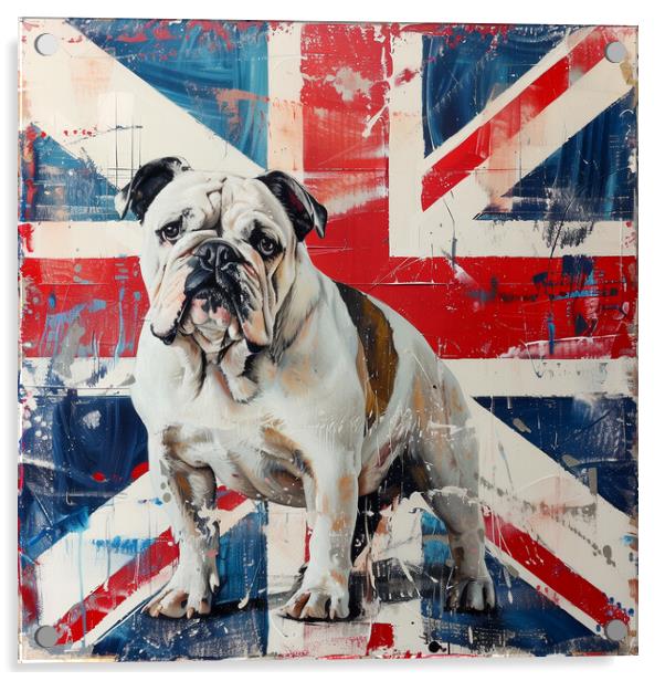 British Bulldog on a Union Jack Background Acrylic by T2 