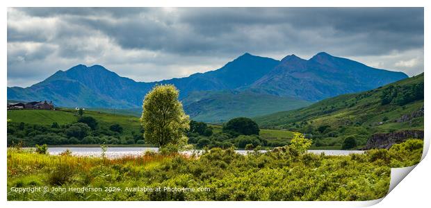 Snowdon Horseshoe Panorama, Spring Light Print by John Henderson