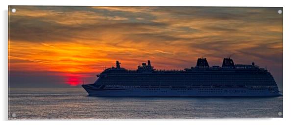 Dramatic Sunset Cruise English Channel Acrylic by Martyn Arnold