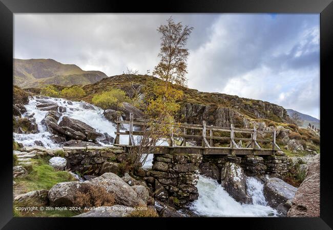 Cwm Idwal Footbridge Snowdonia Framed Print by Jim Monk