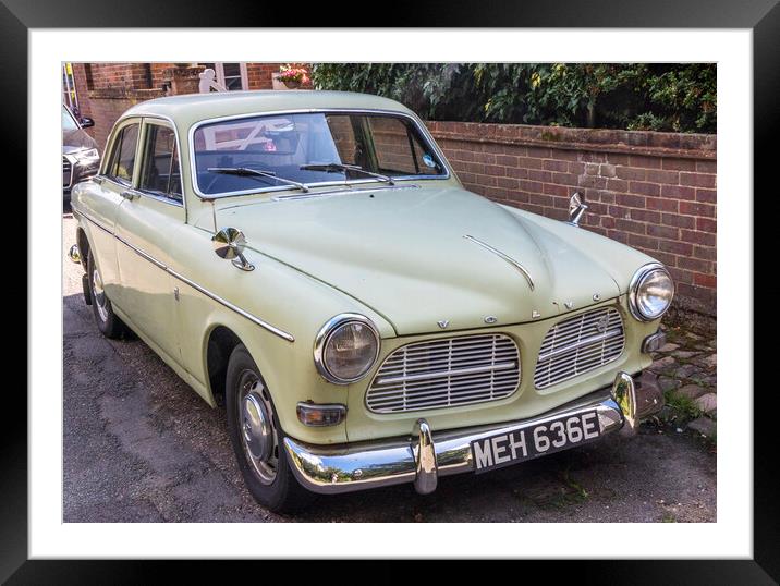 Vintage Volvo 122S: Colour Nostalgia Framed Mounted Print by Kevin Hellon