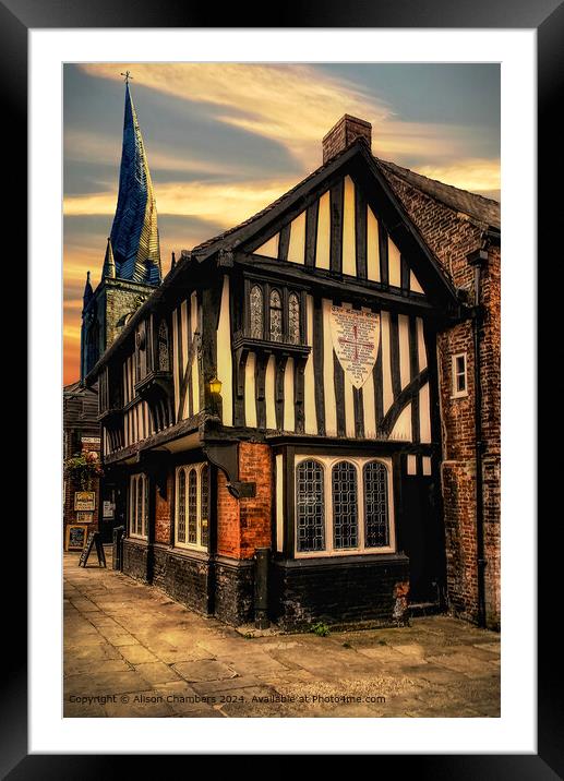 Chesterfield Crooked Spire Framed Mounted Print by Alison Chambers