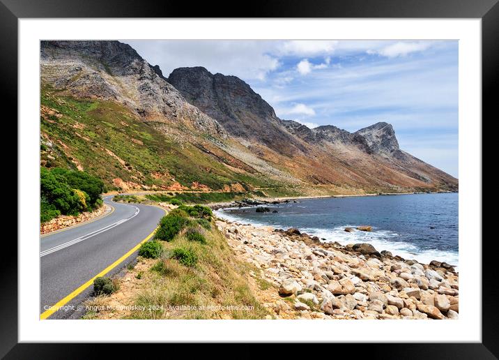 Coastal Route R44 on False Bay, South Africa Framed Mounted Print by Angus McComiskey
