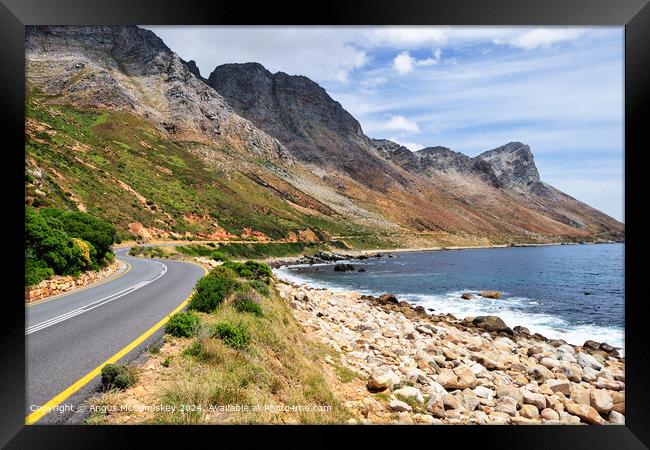 Coastal Route R44 on False Bay, South Africa Framed Print by Angus McComiskey