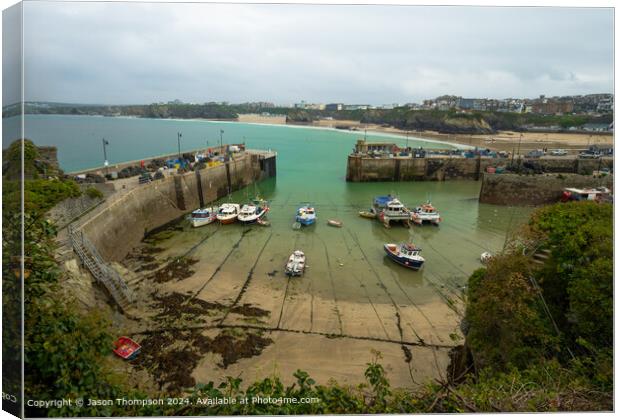 Newquay Harbour Sand and Sea Canvas Print by Jason Thompson