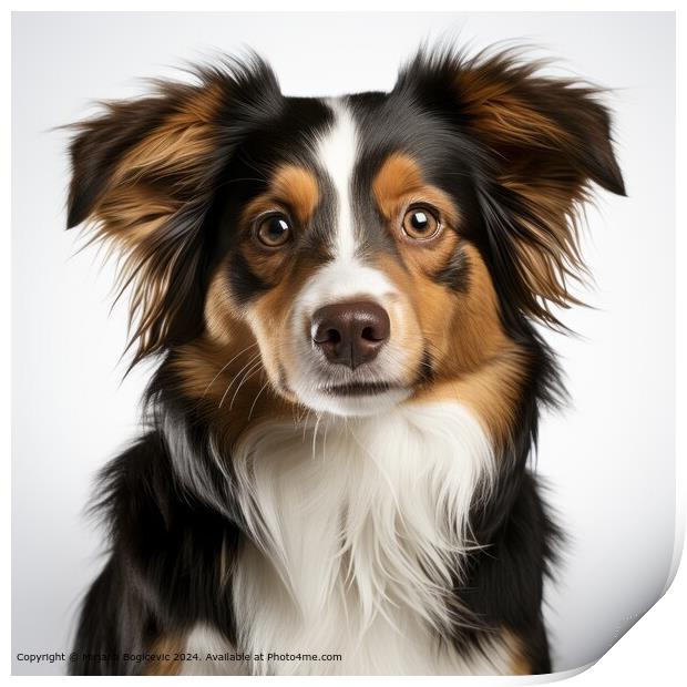 Charming Border Collie: Brown & White Print by Mirjana Bogicevic