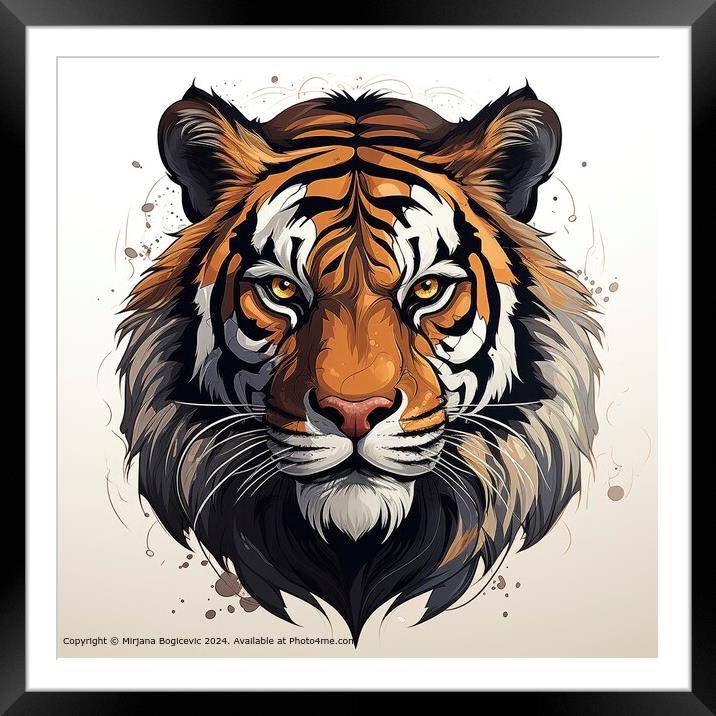 Tiger Head Mascot Vector Illustration Framed Mounted Print by Mirjana Bogicevic