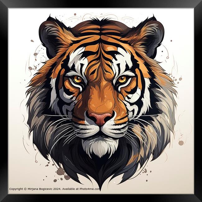 Tiger Head Mascot Vector Illustration Framed Print by Mirjana Bogicevic