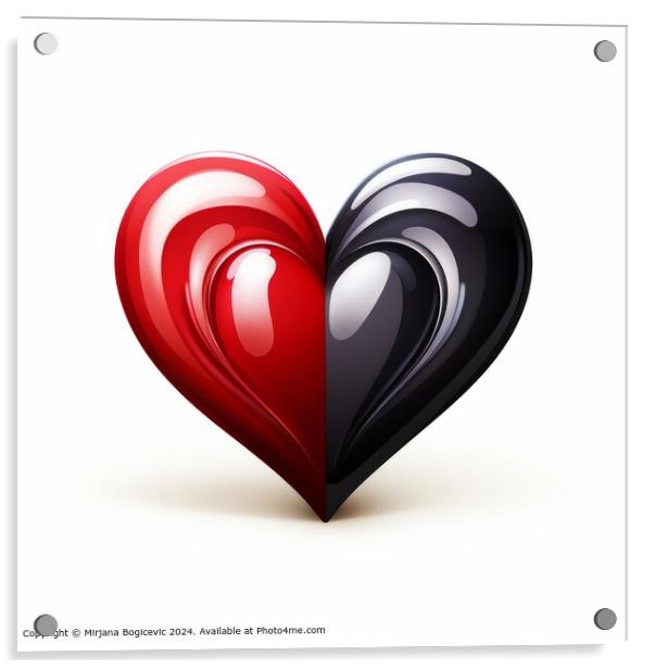 Red Black Heart Abstract Acrylic by Mirjana Bogicevic