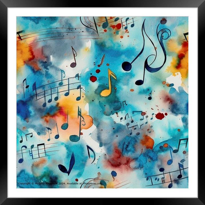Musical Notes Watercolor Art Framed Mounted Print by Mirjana Bogicevic