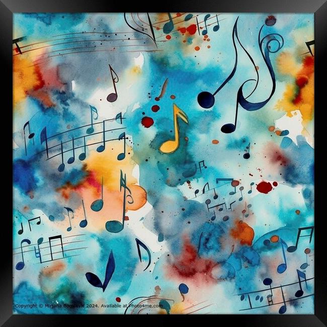 Musical Notes Watercolor Art Framed Print by Mirjana Bogicevic