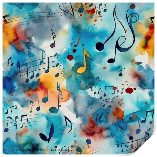 Musical Notes Watercolor Art Print by Mirjana Bogicevic