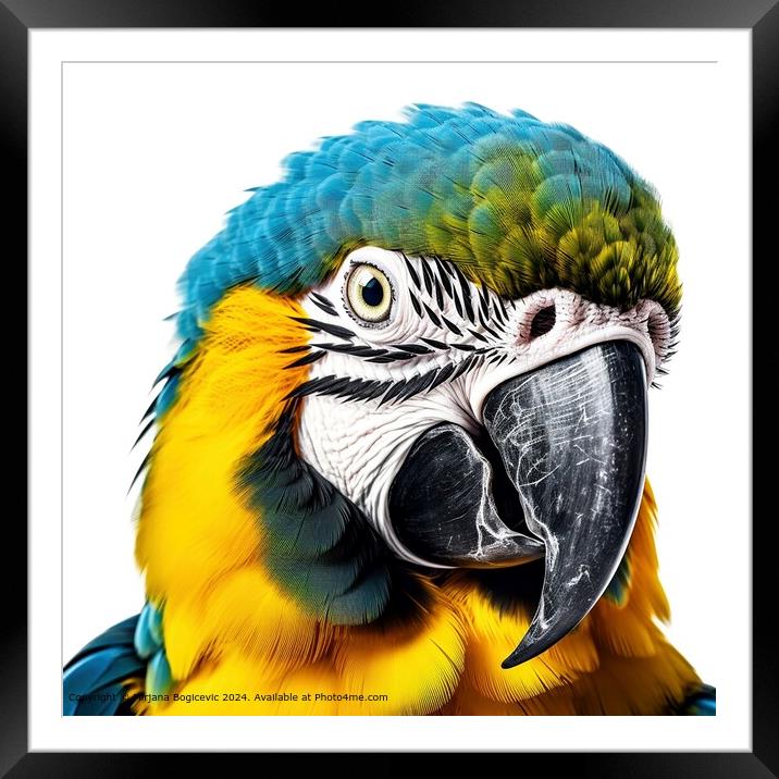Blue and Yellow Macaw Portrait Framed Mounted Print by Mirjana Bogicevic
