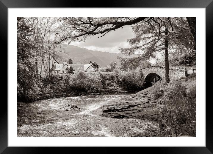 Old Bridge of Coe Glencoe Scotland in Sepia Framed Mounted Print by Pearl Bucknall