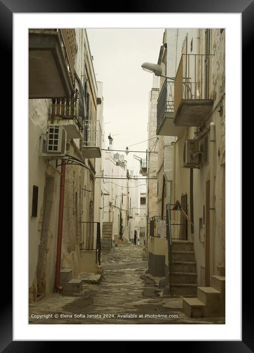 White Cityscape Ostuni Italy Framed Mounted Print by Elena Sofia Janata