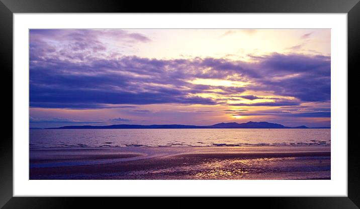 Ayr Beach Arran Sunset Framed Mounted Print by Allan Durward Photography
