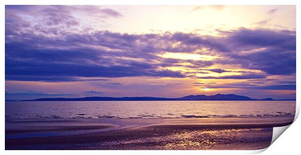 Ayr Beach Arran Sunset Print by Allan Durward Photography