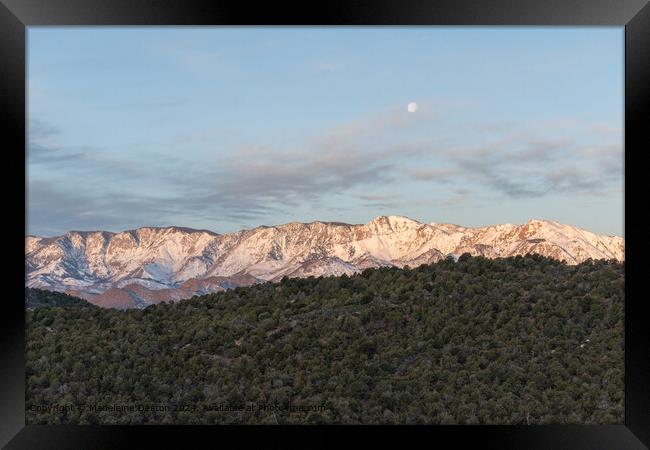 Snow-Capped Mountains in Kolob Canyons, Zion National Park at Dawn Framed Print by Madeleine Deaton