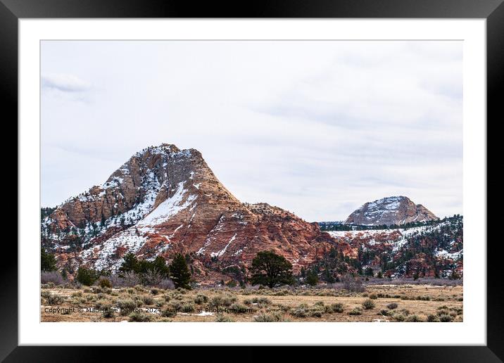Majestic Snow-Capped Mountains in Kolob Terrace, Zion National Park Framed Mounted Print by Madeleine Deaton