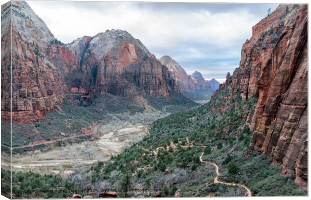 Stunning Canyon View from the West Rim Trail in Zion Canyon Canvas Print by Madeleine Deaton