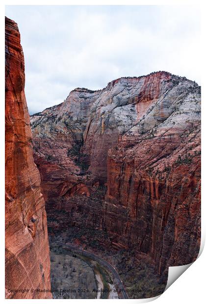 View of the Park Road from the High West Rim Trail Print by Madeleine Deaton