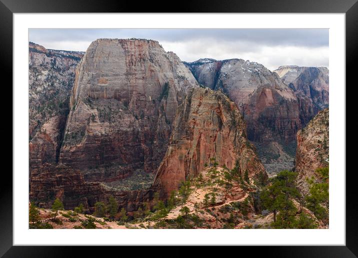 Majestic View of Angel's Landing in Zion National Park, Utah from Above Framed Mounted Print by Madeleine Deaton