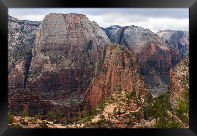 Majestic View of Angel's Landing in Zion National Park, Utah from Above Framed Print by Madeleine Deaton