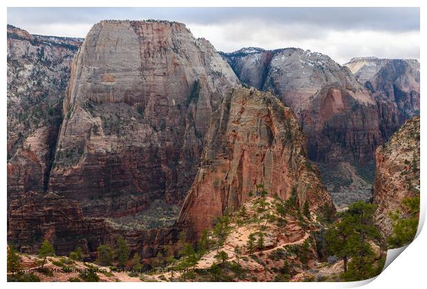 Majestic View of Angel's Landing in Zion National Park, Utah from Above Print by Madeleine Deaton