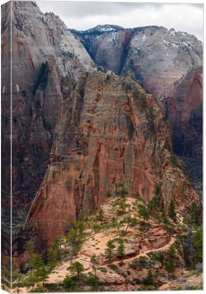 Stunning Aerial View of Angel's Landing at Zion National Park, Utah Canvas Print by Madeleine Deaton