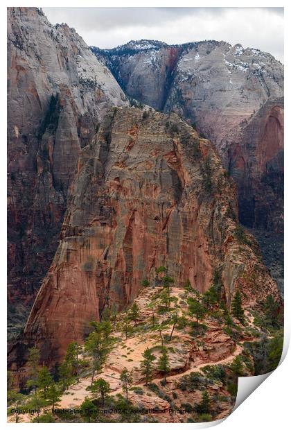 Stunning Aerial View of Angel's Landing at Zion National Park, Utah Print by Madeleine Deaton