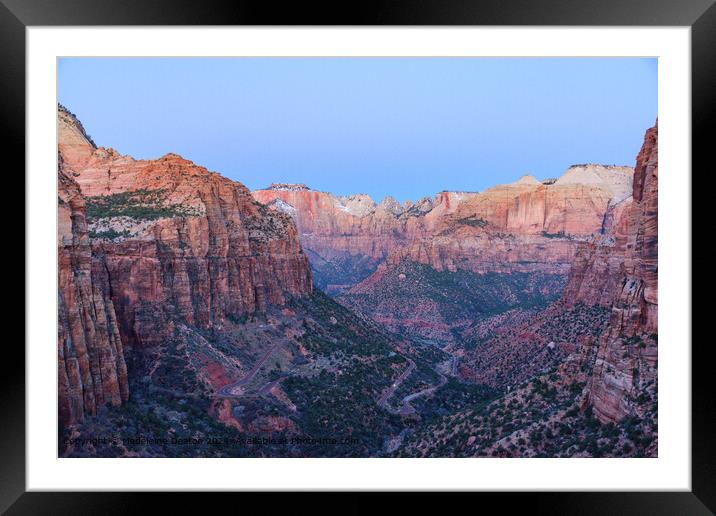Scenic Sunrise View of the Epic Canyon in Zion Nat Framed Mounted Print by Madeleine Deaton