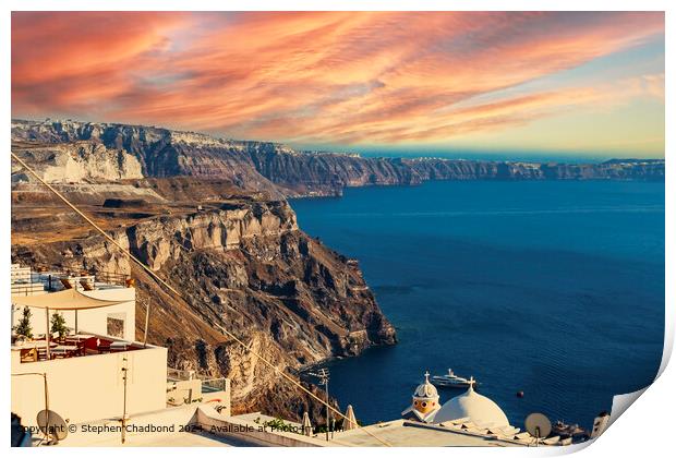 Oia Sunset Sea View Print by Stephen Chadbond