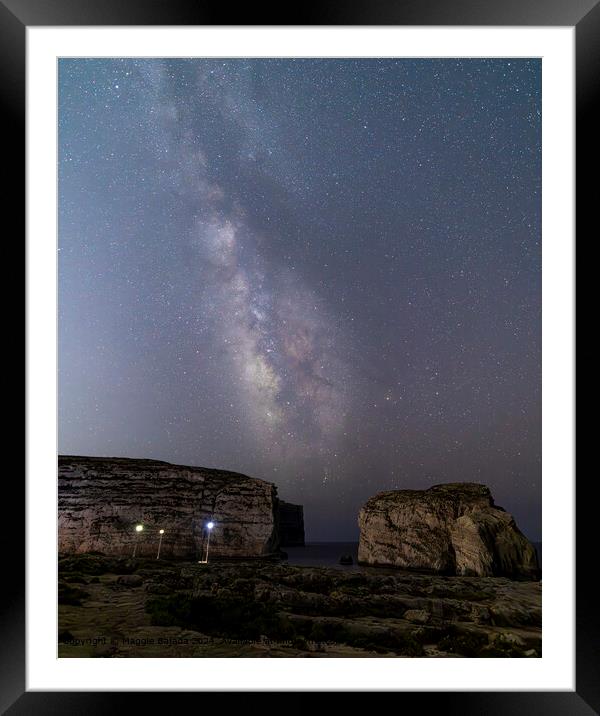 Milky Way, Nautical at Dwejra, Gozo, Malta. Framed Mounted Print by Maggie Bajada
