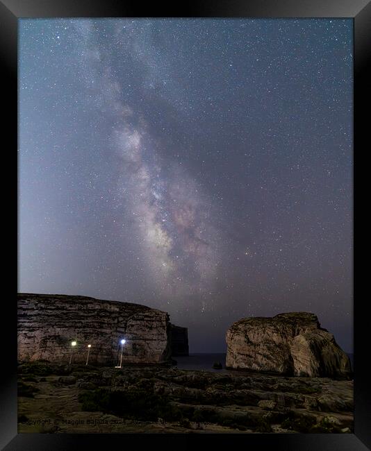 Milky Way, Nautical at Dwejra, Gozo, Malta. Framed Print by Maggie Bajada