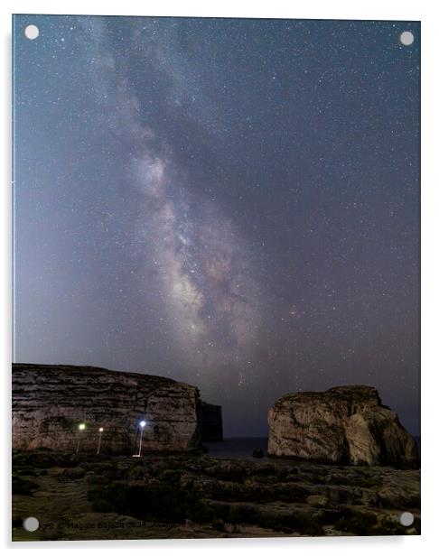 Milky Way, Nautical at Dwejra, Gozo, Malta. Acrylic by Maggie Bajada