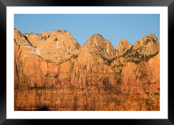 Stunning View of the Canyon Walls at Sunrise, Zion National Park, Utah Framed Mounted Print by Madeleine Deaton