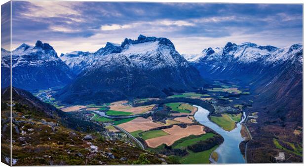 Andalsnes Mountains Landscape Canvas Print by Andrew Briggs