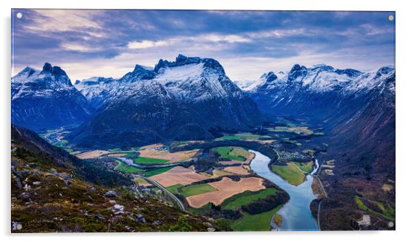 Andalsnes Mountains Landscape Acrylic by Andrew Briggs